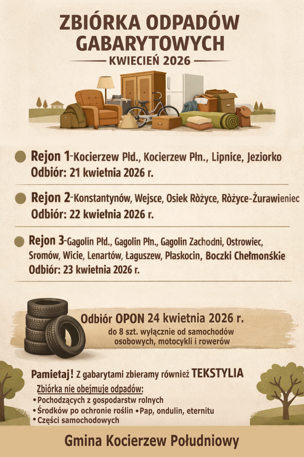 Zbi&oacute;rka odpad&oacute;w gabarytowych kwiecień 2026