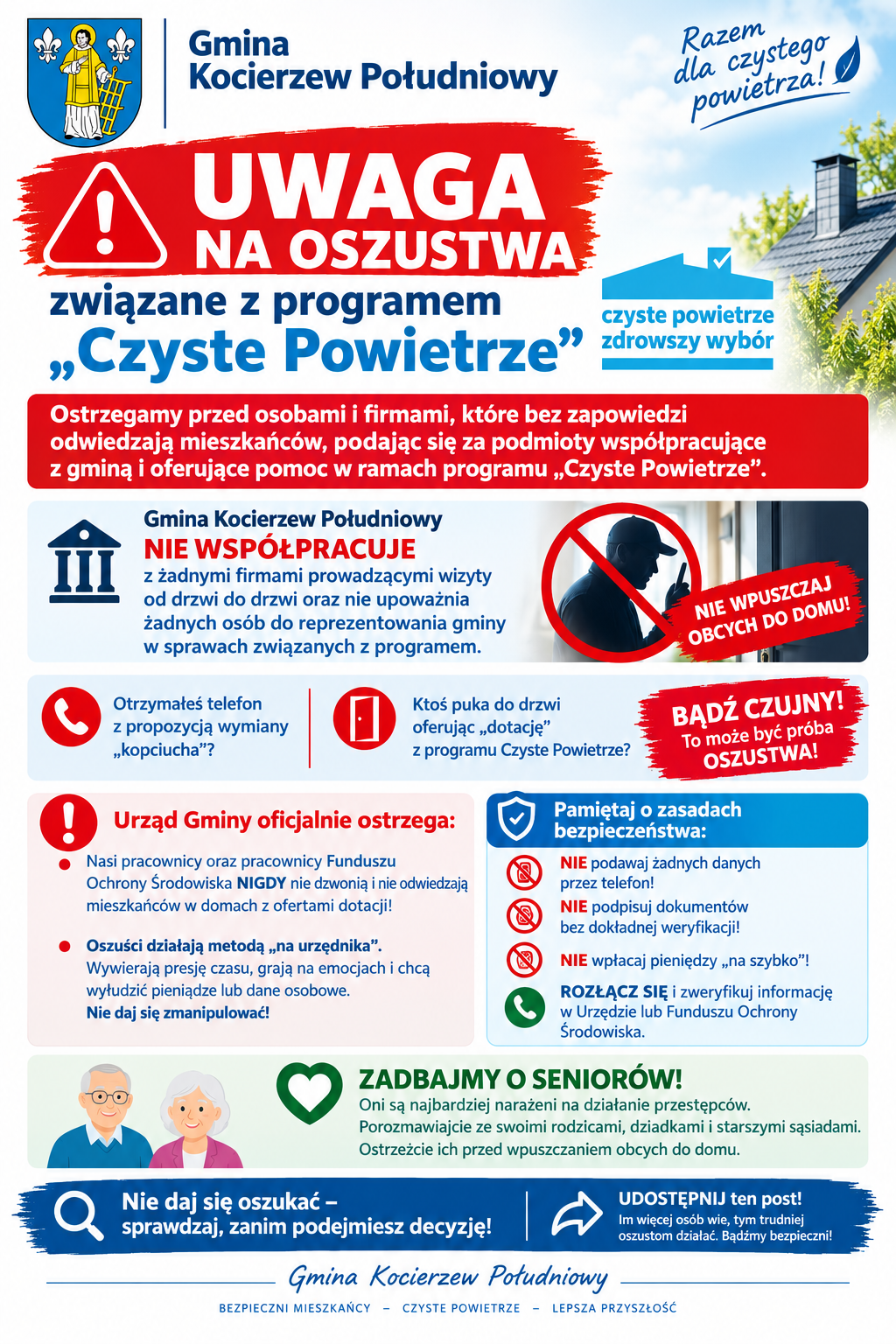  UWAGA NA OSZUSTWA ZWIĄZANE Z PROGRAMEM &bdquo;CZYSTE POWIETRZE&rdquo;! 