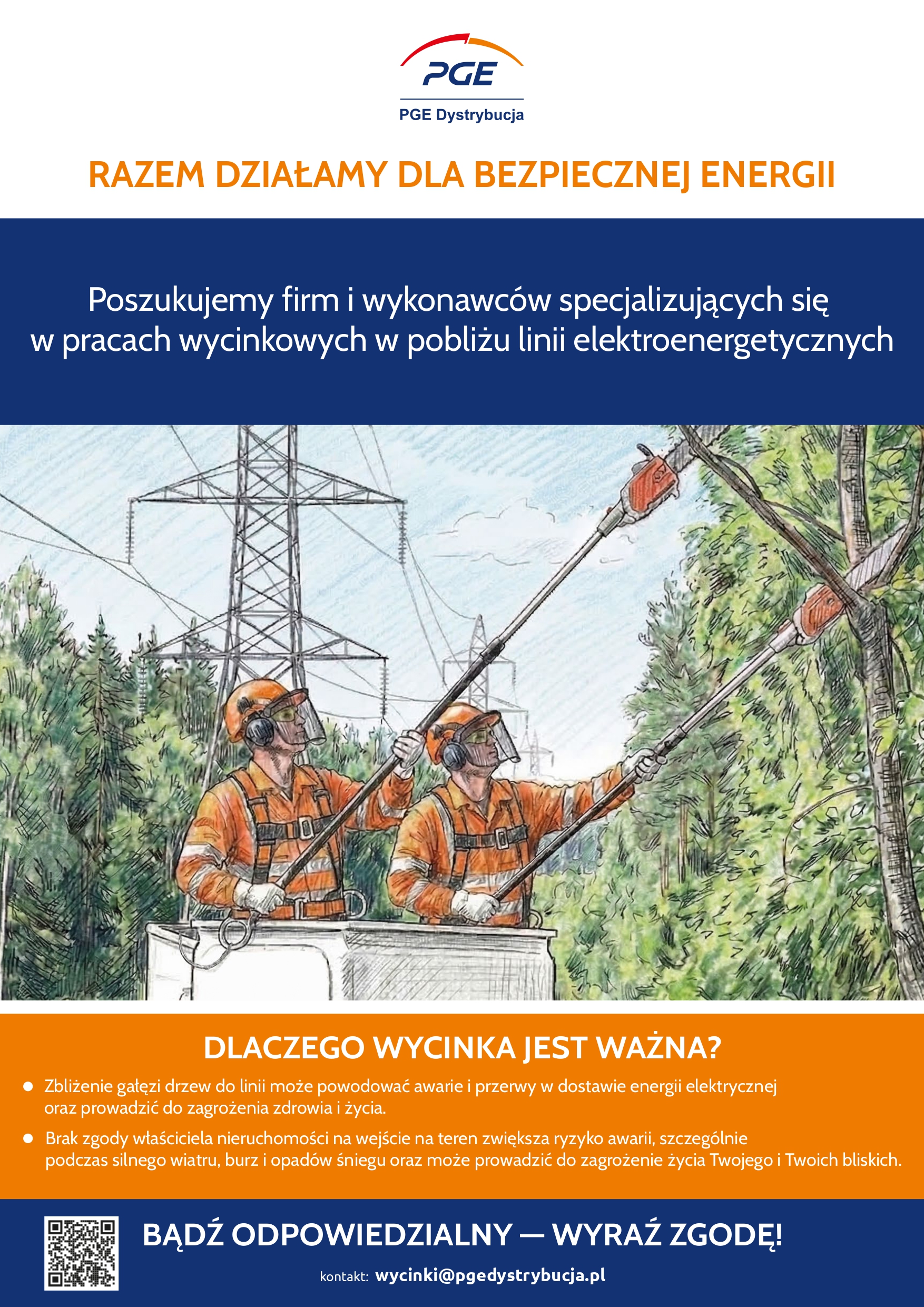 PGE Dystrybucja - plakat informacja w&nbsp;sprawie wycinki