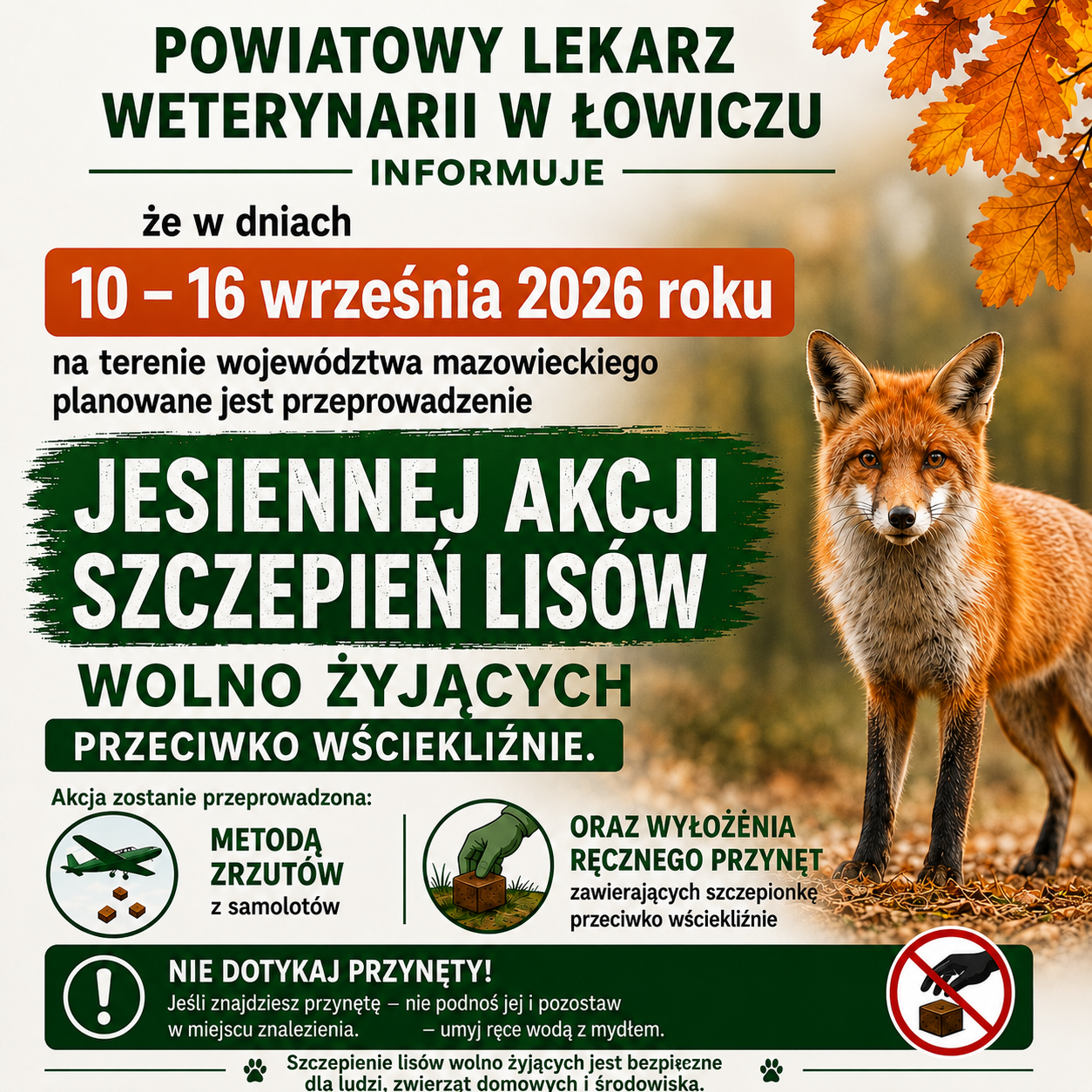 Szczepienie lis&oacute;w plakat 