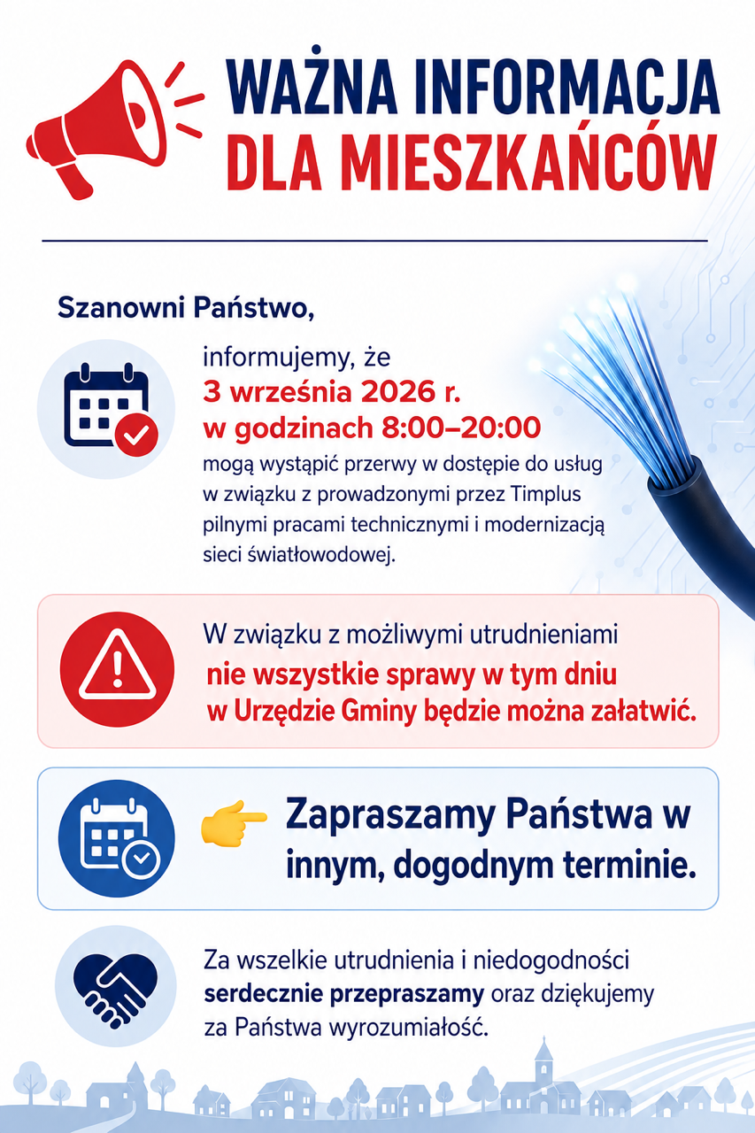 Ważna informacja grafika brak internetu