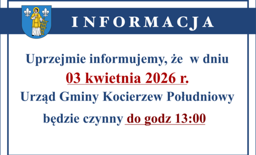 Informacja o zmianie godzin pracy Urzędu w Wielki Piątek 