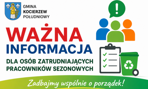 ZGŁASZANIE PRACOWNIKÓW SEZONOWYCH W DEKLARACJACH ZA ODPADY KOMUNALNE PLAKAT
