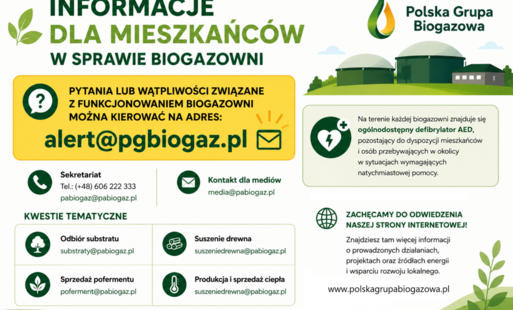 Informacja od Polskiej Grupy Biogazowej plakat